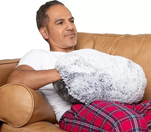 The Hug Pillow | 10 lb Weighted Heavy Round Sensory Pillow with Cozy Hand Pocket for Self-Care, Comfort, Relaxation, Sleep - Thoughtful Gift for Adults, Dads, Teens, Boys