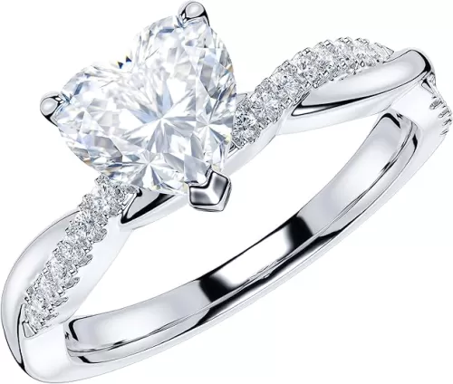 THELANDA Sterling Silver 4-Prong Petite Twisted Vine 1CT Heart-shaped Genuine Moissanite Engagement Ring Promise Bridal Ring