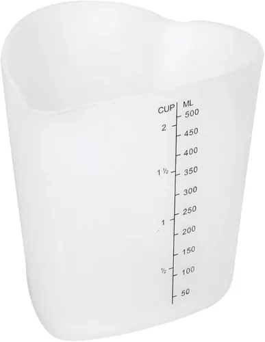 Thickness 500ml Cup Silicone Measuring Cup, Heart Shape Silicone Cup, High Temperature Resistance Silicone Measuring Cup with Accurate Scale