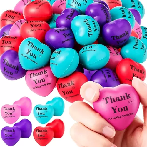 Tradder 36 Pcs Heart Stress Balls Appreciation Heart Shaped Foam Motivational Stress Balls Relief Gifts Bulk for Kids Adults Wedding School Party(Thank You)