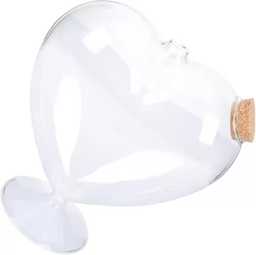Transparent Wishing Bottle Cork Heart-shaped Jar for Crafts Wedding Decor and Message Bottles for Terrarium and