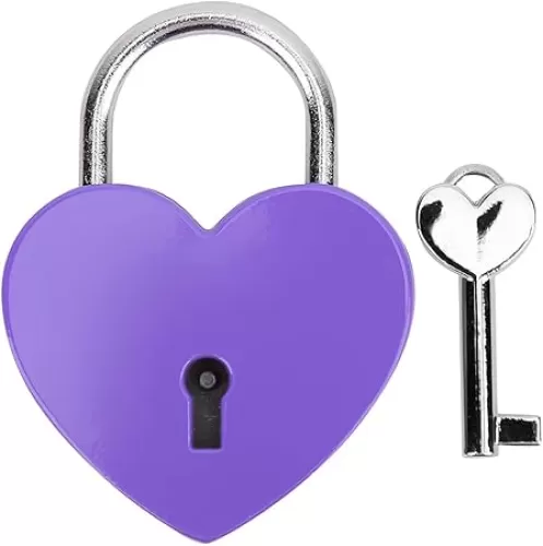 Treasure Chest Padlock, Mini Love Heart Shaped Metal Lock Colorful Diary Book Security Padlock with Key for Jewelry Box Purse Handbag Cabinet Lockers Letter Box (Black)