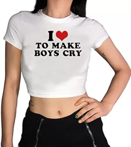Tuislay Cute Baby Tees for Women I Love to Make Boys Cry Y2k Shirt Crop Tops Aesthetic Clothes Streetwear Summer T-Shirt