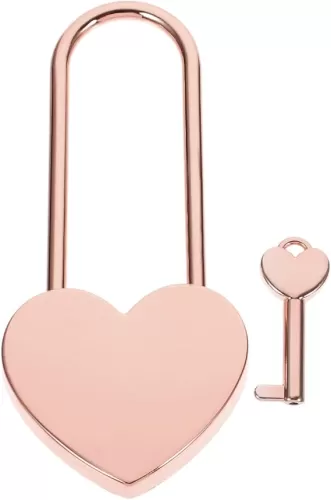 Uonlytech Small Locks with Keys, Heart Shaped Lock Small Suitcase Locks Luggage Padlocks Locker Lock Metal Keyed Padlock for Jewelry Box Handbag, Rose Gold