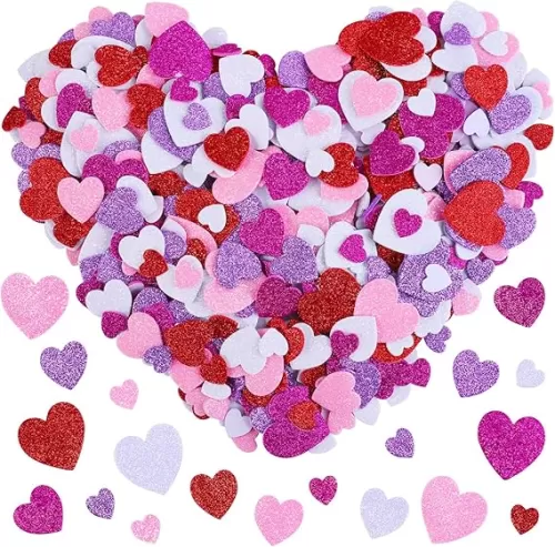 URATOT 600 Pieces Foam Heart-Shaped Self Adhesive Stickers Festival Home Decoration for Valentine's Day Craft Stickers, Assorted Colors and Sizes