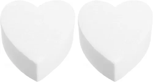 uxcell 2Pcs Heart Shaped Foam Cake Dummy, 4" x 2" Fake Cake Model Photo Prop Ornament for Wedding Supplies Birthday Cake Decoration, White