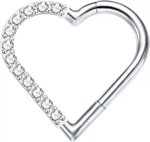 VOJO 16G G23 Titanium Daith Piercing Jewelry Heart Clicker Cartilage Tragus Earring for Women