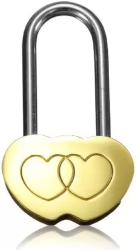 Yiasangly 3.5" 50mm Wish Lock, Double Heart Everlasting Love Padlock for Lovers for Anniversary Engraved, Wedding, Valentines, Travel (No Key)