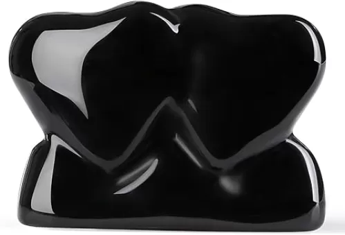 ZHIYUXI 1.8" Black Obisdian Crystal Double Heart Stone Healing Crystal Heart Shaped Rock for Desk Decor Healing Crystals Polished Reiki Gmestone Gifts for Women