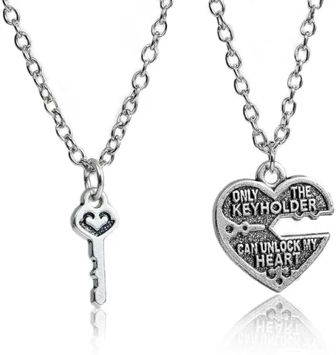 1 Set Couples Necklace Only The Key Holder Can Unlock My Heart Broken Heart Key Pendants