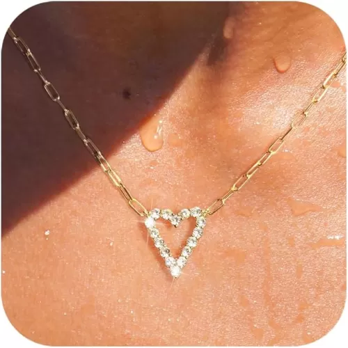 14k Gold Plated Cross Pendant Necklaces for Women Dainty Simple Love Heart Necklaces Trendy Gold Faith Cross Silver Adjustable Religious Necklace Jewelry Gifts for Her
