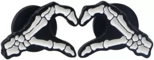2 Pce White Skeleton Brooch Pin Hand Bone Heart-Shaped Enamel Pin for Backpack Clothes Lapel Halloween Jewelry Gift for Friends