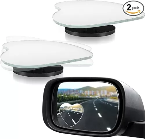2Pcs Cars Heart Shaped Blind Spot Mirrors Cute Blind Spot Mirror Side Mirror Blindspot for Enhanced Safety Universal Fit Stick-On Wide Angle Convex Rearview Mirrors Accessories for SUV Truck Car