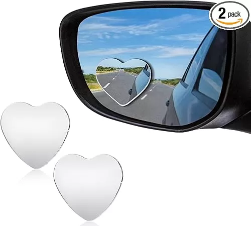 2pcs cute car accessories, car blind spot mirror, enhanced safety, cute heart design