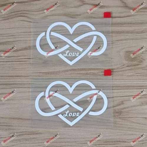 2X White 4'' Double Infinity Symbol Love Heart Decal Sticker Car Vinyl no bkgrd