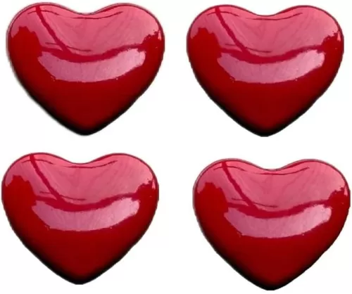 4pcs 1" Heart Stickers - Metal Car Decals, Love Stickers, Bumper Emblems for Car, Phone, Laptop - 3D Decorative Badges for Women & Men, Automotive, Truck, Motorcycle Decor (red)