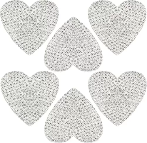 6 Pcs Diamond Heart Decal Sticker Crystal Heart Self Adhesive Bling Sparkle Stickers Crystal Decals Bling for Cars Interior Exterior Laptops Cup DIY Decoration
