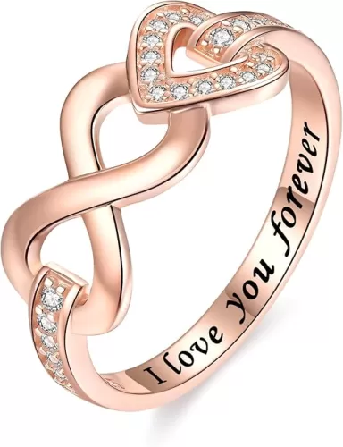925 Sterling Silver Infinity Heart Promise Rings Wedding Bands Rings for Women