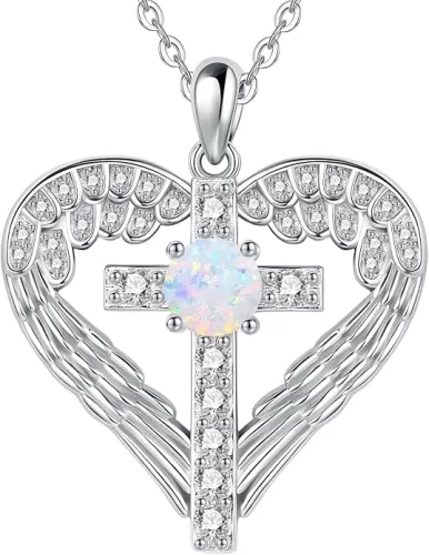 925 Sterling Silver Opal Heart Pendant Necklaces White Opal Heart Necklaces Jewelry for Women Her Mom Wife, with 18+2inch Chain