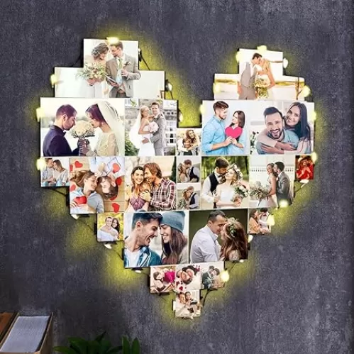 Alice Personalized Heart Photo Lamp Engraved 15 Photo Mothers Day Photo Frame Gift for New Mom or Mother