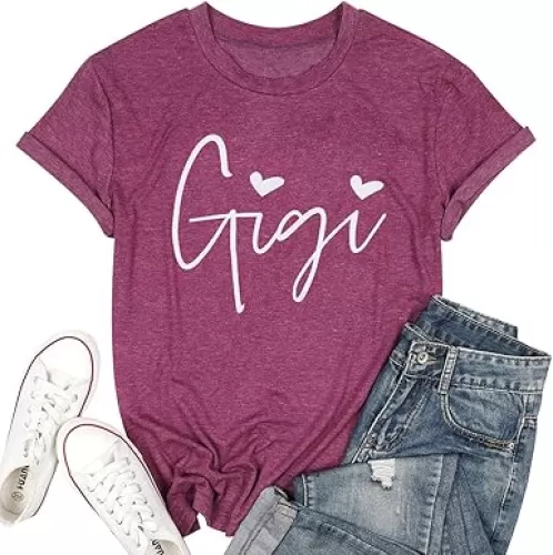 ALLTB Gigi Shirts Women Gigi Heart Graphic Tshirts Cute Grandma Shirt Nana Gifts Tops Casual Holiday Short Sleeve Tee