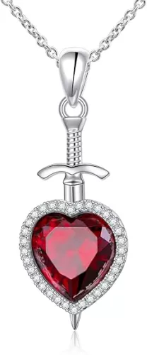 Alphm S925 Sterling Silver Sword Heart Pendant Necklaces for Women Couple Best Friend Her Sisters Wife Jewelry