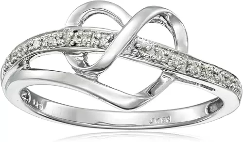 Amazon Essentials Sterling Silver Diamond Accent Heart Ring, (previously Amazon Collection)