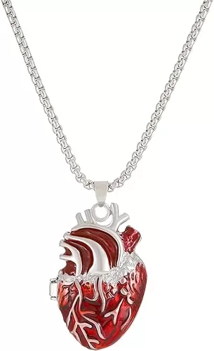 Anatomical Heart Necklace for Women Broken Heart Necklace Heart Anatomy Necklace 3D Human Heart Pendant Necklace Anatomical Organ Heart Necklace Jewelry Gifts
