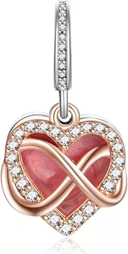 Annmors Silver Charms for Bracelets S925 Love Heart Mom Birthday Dangle for Women Bracelet & Necklace Pendant