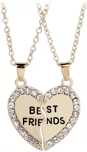 Best Friends Necklace for 2 Girls BFF Half Heart Shaped Necklaces for Women Bestie Gifts Necklaces Match Necklace for Best Friends Female Friendship Necklace