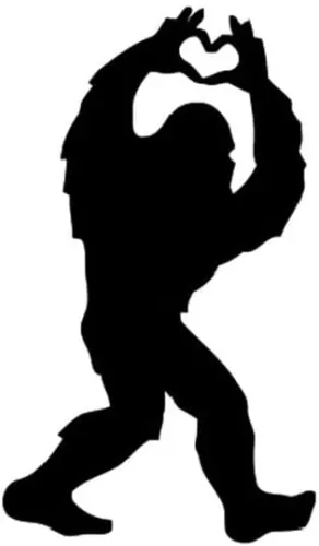 Bigfoot Hand Heart Love Symbol NOK Decal Vinyl Sticker |Cars Trucks Vans Walls Laptop| Black |5.5 x 3.2 in|NOK2200