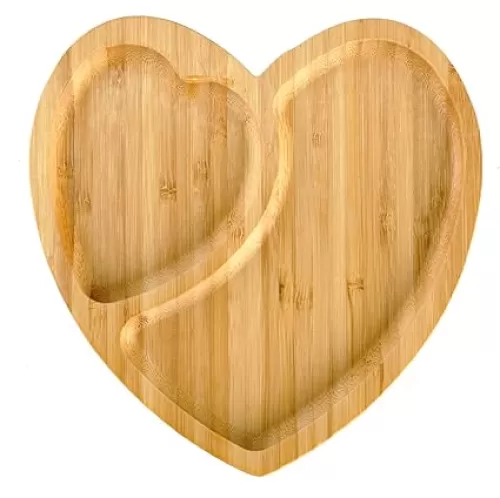 BinaryABC Heart Shaped Wood Serving Platters Wooden Tray Side Dish Serving Trays, Valentines Day Table Decorations Supplies