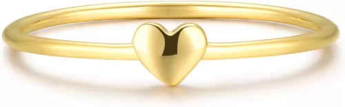BLOSSOM & HUE Minimalist Ring for Women Teens & Girls [18K Gold Plated on .925 Sterling Silver] - Dainty Love/Heart Band [Hypoallergenic]