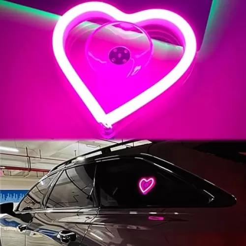 Blueshyhall Car LED Ambient Light, Triangle or Back Window Light, Interior Atmosphere Decor for Car, Bedroom, Party (Pink Heart Pattern)