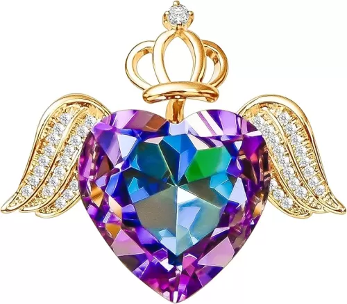 Brooches For Women, 14k Gold Plated Copper, Crystal Brooch, Love Brooch, Heart Brooches, Brooches Pin for Birthday, Christmas, Valentines, Wedding Parties, Anniversaries, Mother