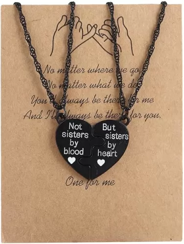 Caiyao 2Pcs Love Heart Puzzle Pendant Necklace Set Adjustbale Broken Split Heart Best Friend Matching Necklace for Women Men Brother Sister Friendship Jewelry Gift