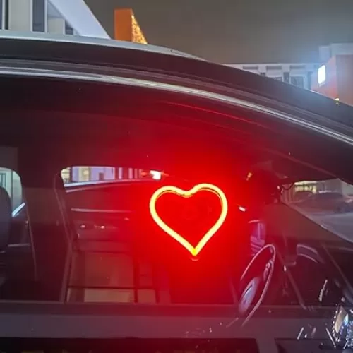 Car Interior Atmosphere Lights, Love Heart Shape Neon LED Window Light with for Valentine's Day Vehicle Decor, LED Ambient Light, Unique Car Interior Accessories to Express Yourself (Red)