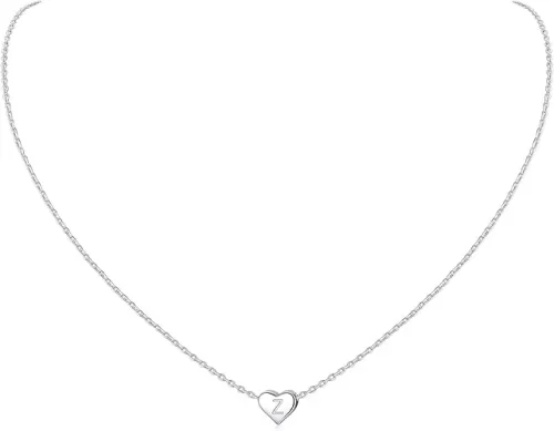ChicSilver 925 Sterling Silver Heart Initial Necklaces for Women -Dainty Personalized Heart Pendant Letter Alphabet Necklace for Women (with Gift Box)