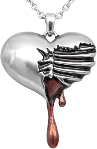 Controse Silver-Toned Stainless Steel Bleeding Heart Necklace with Pendant (17" - 19" Adjustable Chain)