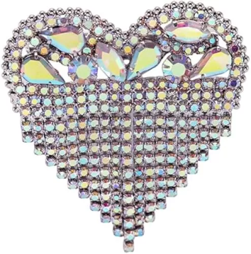 Crystal CZ Heart Shape Tasseel Brooches for Women Luxury Sparkly Rhinestones Heart Love Charm Lapel Pins Wedding Party Dance Banquet Beautiful Dress Suit Shirt Ceremony Clothes Accessories Jewelry