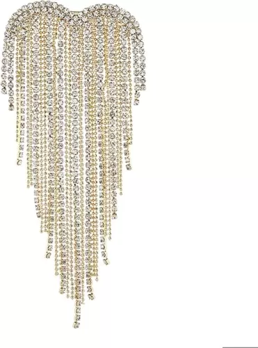 Crystal Heart Tassel Brooch Pin Sparkling Angel Wings Tassel Brooch Lapel Pins Delicate Luxury Rhine Stone Heart Love Brooch Wedding Party Dance Banquet Jewelry Mother