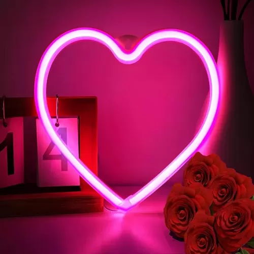 Dorm room essentials for girls Pink Room Decor Neon Sign Valentines Day Decorations Gifts for Her Women Girlfriend Heart Neon Light Window Table Wall Decoration for Bedroom Preppy Home Dorm Room Usb/Battery Operated