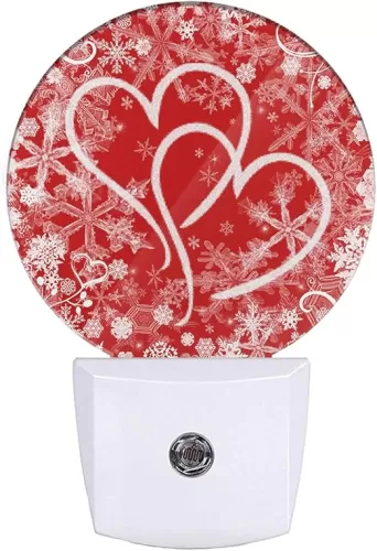 EKOBLA Red Sweet Hearts Plug in Night Light Valentine's Day Love Symbol Flowers Night Lights Plug into Wall Dusk to Dawn Sensor LED Lamp for Hallway Bedroom Bathroom