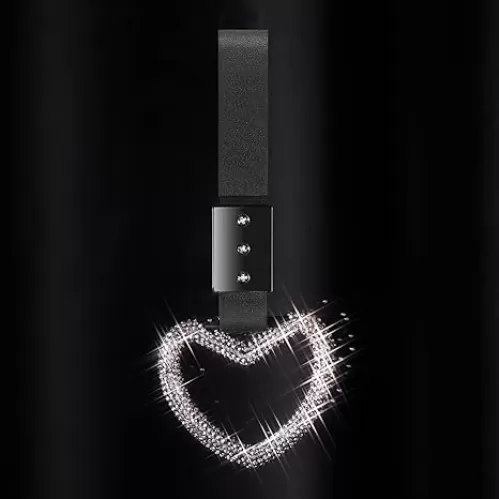Fabbay Bling Car Accessories Bling Heart Handle Ring Car Accessory for Women Heart Hand Strap Drift Charm Rear Bumper Warning Ring Decor for auto Bus Interior Exterior Decoration (White, Heart Style)