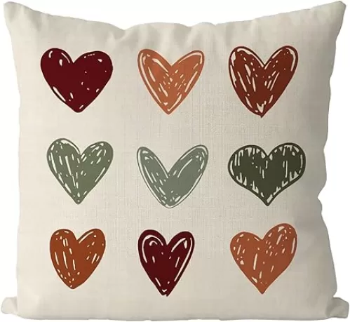 Fall Pillow Covers 18x18 Inch Watercolor Love Heart Decorative Throw Pillow Cases Autumn Harvest Pillowcase for Home Farmhouse Living Room Decor