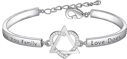 FEELMEM Adoption Jewelry Adoption Symbol Heart Triangle Charm Bracelet DNA Doesn't Make You Family Love Does Adoption Jewelry