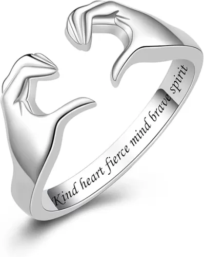 Fookduoduo Hug Rings for Women Sterling Silver Adjustable Love Ring Always with You Jewelry Rings Couples Bands Hugging Ring for Women Teen Girls