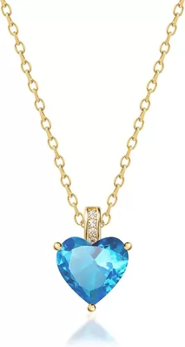 Genuine Birthstone Necklace for Women, Heart Love Necklace, Birthday Gifts for Her