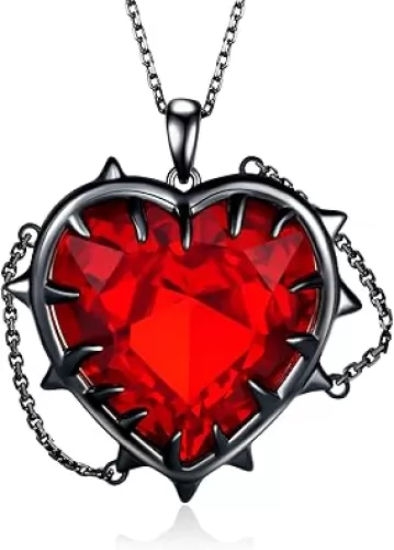Gothic Jewelry Necklace for Women 925 Sterling Silver Goth Heart Skull Rib Pendant Skeleton Necklaces Punk Grunge Accessories Gothic Jewelry Gifts for Women Men