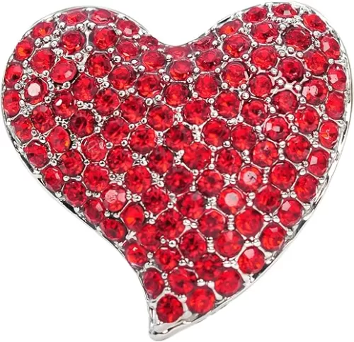 Gyn&Joy Silvery Tone Austrian Crystal Love Heart Brooch Pin BZ264